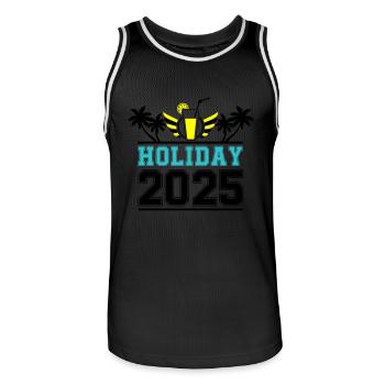 Holiday 2025 - Männer Basketball-Trikot - Schwarz/Weiß - Vorne - AI Model Male 185 dark (185cm)