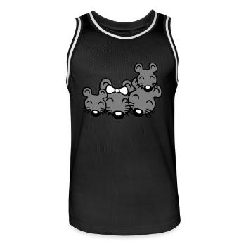 4 Mäuse Familie Zwei Kinder Mama Papa Eltern Süß - Männer Basketball-Trikot - Schwarz/Weiß - Vorne - AI Model Male 185 dark (185cm)