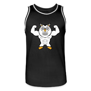 hibou bodybuilder muscles biceps poses gym rat cool - Maillot de basket Homme - noir/blanc - Devant - AI Model Male 185 dark (185cm)