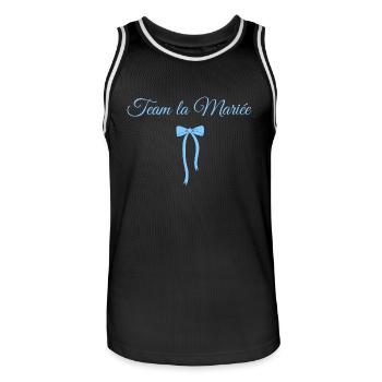 Team The Bride Blue Bow - Men's Basketball Jersey - black/white - Front - AI Model Male 185 dark (185cm)