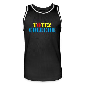 Votez Coluche 01 - Maillot de basket Homme - noir/blanc - Devant - AI Model Male 185 dark (185cm)