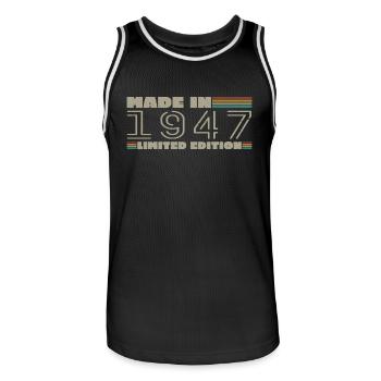 Cadeau d'anniversaire 1947 vintage 1947 né en 1947 - Maillot de basket Homme - noir/blanc - Devant - AI Model Male 185 dark (185cm)