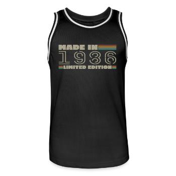 Vintage 1986 1986 Birthday Gift Born in 1986 - Men's Basketball Jersey - black/white - Front - AI Model Male 185 dark (185cm)