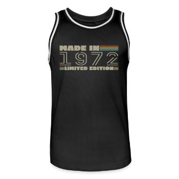 Cadeau d'anniversaire 1972 vintage 1972 né en 1972 - Maillot de basket Homme - noir/blanc - Devant - AI Model Male 185 dark (185cm)