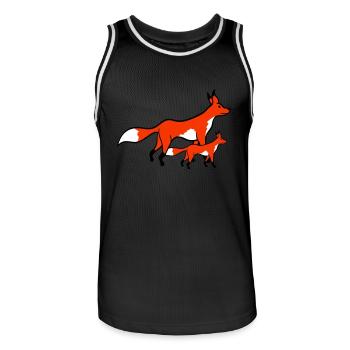 2 Foxes Mother Red Fox Little Child Father Mom - Men's Basketball Jersey - black/white - Front - AI Model Male 185 dark (185cm)