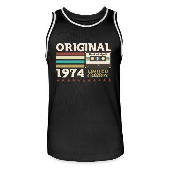 51ème Anniversaire Original Avril Millésime 1974 - Maillot de basket Homme - noir/blanc - Devant - AI Model Male 185 dark (185cm)