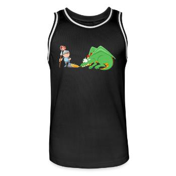 Ritter und Drache - Männer Basketball-Trikot - Schwarz/Weiß - Vorne - AI Model Male 185 dark (185cm)