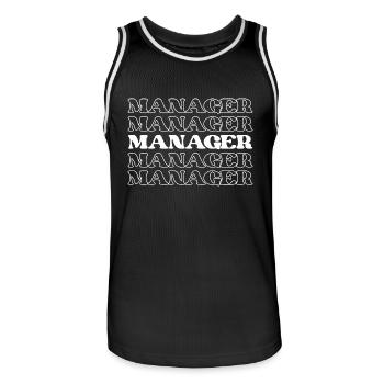 Manager Leader Head Supervisor Chief Executive - Men's Basketball Jersey - black/white - Front - AI Model Male 185 dark (185cm)