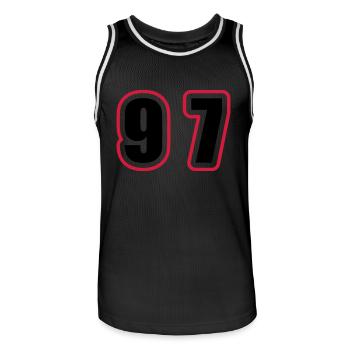 97 Nombre Collège - Maillot de basket Homme - noir/blanc - Devant - AI Model Male 185 dark (185cm)