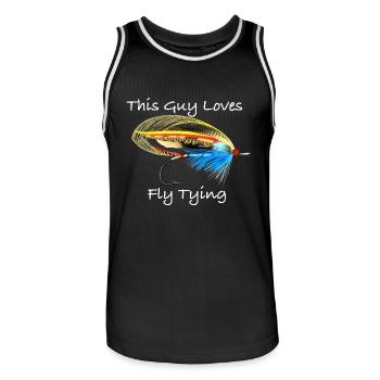 This Guy Loves Fly Tying Blue Doctor - Men's Basketball Jersey - black/white - Front - AI Model Male 185 dark (185cm)