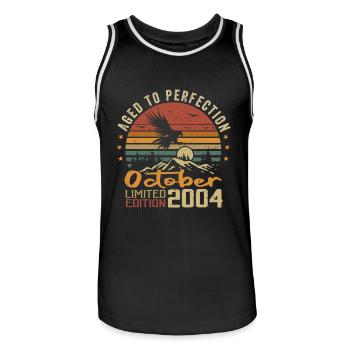 Vintage October 2004 - October 2004 Retro Gift - Men's Basketball Jersey - black/white - Front - AI Model Male 185 dark (185cm)
