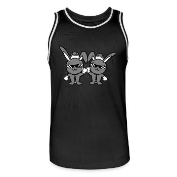 2 Bunnies Sunglasses Cappy Tie Beanie Friends - Men's Basketball Jersey - black/white - Front - AI Model Male 185 dark (185cm)