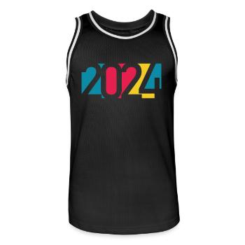 2024 happy new year Jahreszahl Datum Zahl Anno - Männer Basketball-Trikot - Schwarz/Weiß - Vorne - AI Model Male 185 dark (185cm)