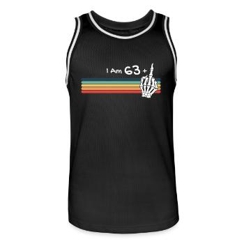 Je n’ai pas 64 ans, j’ai 63 ans et je fais un doigt d’honneur rétro - Maillot de basket Homme - noir/blanc - Devant - AI Model Male 185 dark (185cm)