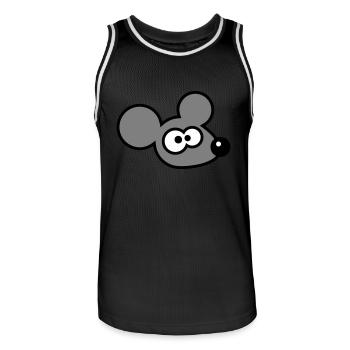 souris souris mignon petit rat rongeur drôle bande dessinée - Maillot de basket Homme - noir/blanc - Devant - AI Model Male 185 dark (185cm)