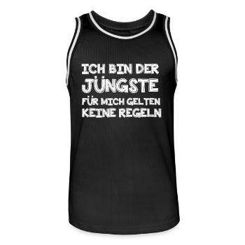 Ich bin der Jüngste - Männer Basketball-Trikot - Schwarz/Weiß - Vorne - AI Model Male 185 dark (185cm)
