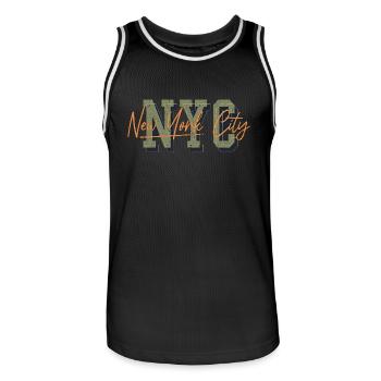 New York USA America Travel Tourist Patriot - Men's Basketball Jersey - black/white - Front - AI Model Male 185 dark (185cm)