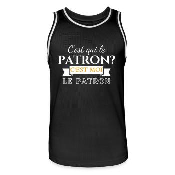 T-shirt c'est qui le patron C'est moi le patron! - Maillot de basket Homme - noir/blanc - Devant - AI Model Male 185 dark (185cm)