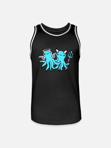 2 Octopus Devil Angel Heaven Hell Team Friends - Men's Basketball Jersey - black/white