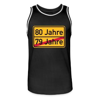 80. Geburtstag - Männer Basketball-Trikot - Schwarz/Weiß - Vorne - AI Model Male 185 dark (185cm)