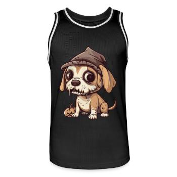 Beagle Hund Halloween Lustig Zombie - Männer Basketball-Trikot - Schwarz/Weiß - Vorne - AI Model Male 185 dark (185cm)