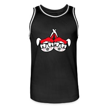 2 Hasen Nerds Geek Hornbrille Team Freunde Crew - Männer Basketball-Trikot - Schwarz/Weiß - Vorne - AI Model Male 185 dark (185cm)