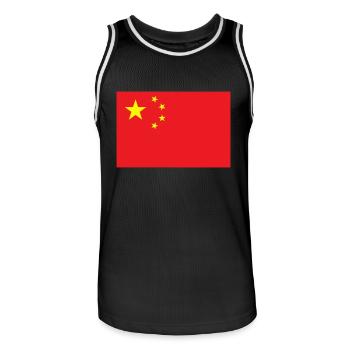 Drapeau Chine / China flag - Maillot de basket Homme - noir/blanc - Devant - AI Model Male 185 dark (185cm)