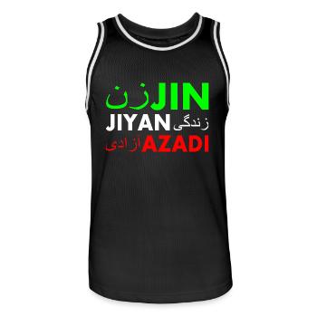 Jin jiyan azadi زن زندگی آزادی - Maillot de basket Homme - noir/blanc - Devant - AI Model Male 185 dark (185cm)