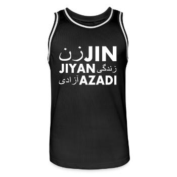 jin jiyan azadi women life freedom - Maillot de basket Homme - noir/blanc - Devant - AI Model Male 185 dark (185cm)