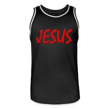 Jesus - Maillot de basket Homme - noir/blanc - Devant - AI Model Male 185 dark (185cm)