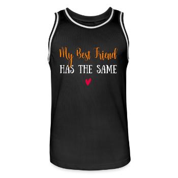 my best friend has the same shirt - Men's Basketball Jersey - black/white - Front - AI Model Male 185 dark (185cm)