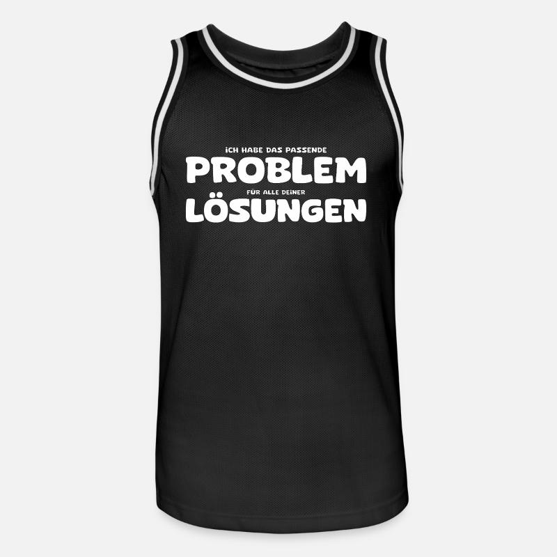 Funny Problem and Solution Saying - Men's Basketball Jersey - black/white