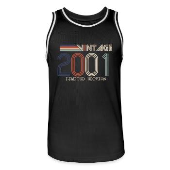 Vintage 2001 Cadeau Anniversaire - Millésime 2001 - Maillot de basket Homme - noir/blanc - Devant - AI Model Male 185 dark (185cm)