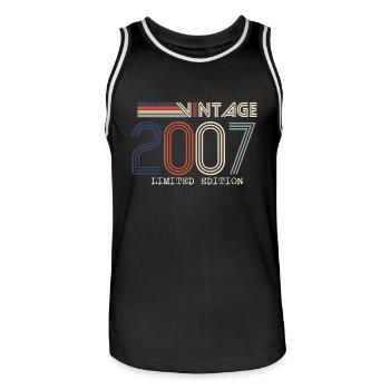 Vintage 2007 Cadeau Anniversaire - Millésime 2007 - Maillot de basket Homme - noir/blanc - Devant - AI Model Male 185 dark (185cm)