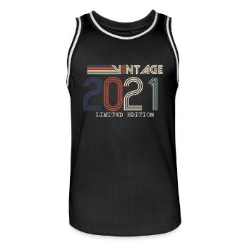 Vintage 2021 Cadeau Anniversaire - Millésime 2021 - Maillot de basket Homme - noir/blanc - Devant - AI Model Male 185 dark (185cm)