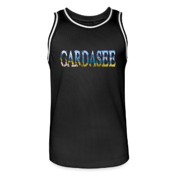 Lake Garda Italy - Men's Basketball Jersey - black/white - Front - AI Model Male 185 dark (185cm)