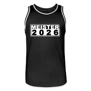 Meister 2026 - Männer Basketball-Trikot - Schwarz/Weiß - Vorne - AI Model Male 185 dark (185cm)