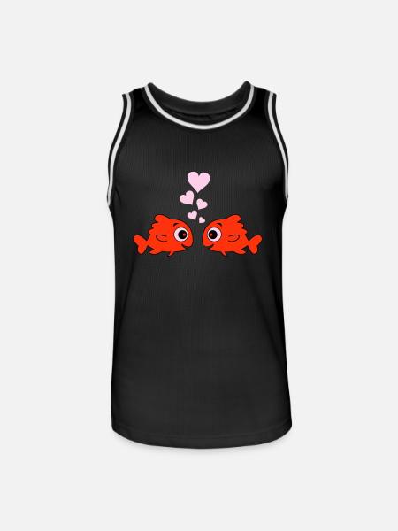 Comic Pisces in Love - Men's Basketball Jersey - black/white