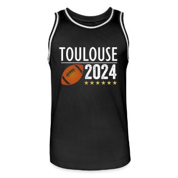 Toulouse Rugby 6 Stars Sport Pride - Men's Basketball Jersey - black/white - Front - AI Model Male 185 dark (185cm)