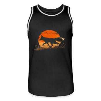 Fuchs Silhouette vor einer Sonne - Männer Basketball-Trikot - Schwarz/Weiß - Vorne - AI Model Male 185 dark (185cm)