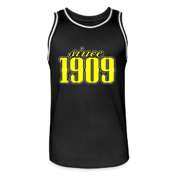since 1909 (yellow) - Männer Basketball-Trikot - Schwarz/Weiß - Vorne - AI Model Male 185 dark (185cm)