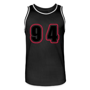 95 Zahl College - Männer Basketball-Trikot - Schwarz/Weiß - Vorne - AI Model Male 185 dark (185cm)