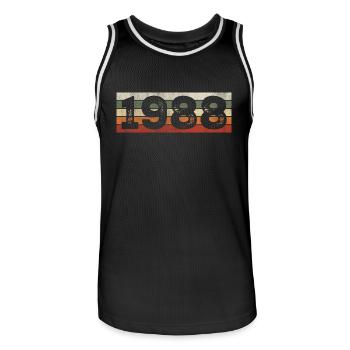 Millésime 1988 Cadeau D’anniversaire Rétro 1988 - Maillot de basket Homme - noir/blanc - Devant - AI Model Male 185 dark (185cm)