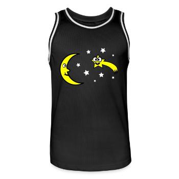 Lune et étoiles - Maillot de basket Homme - noir/blanc - Devant - AI Model Male 185 dark (185cm)