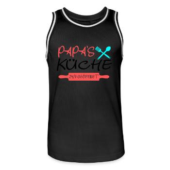 Papas Küche 24h - Männer Basketball-Trikot - Schwarz/Weiß - Vorne - AI Model Male 185 dark (185cm)