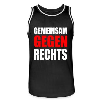 Gemeinsam gegen rechts - Männer Basketball-Trikot - Schwarz/Weiß - Vorne - AI Model Male 185 dark (185cm)
