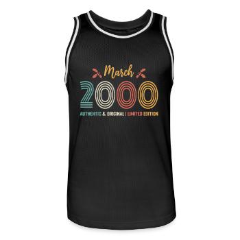 March 2000 Anniversary March 2000 Retro - Men's Basketball Jersey - black/white - Front - AI Model Male 185 dark (185cm)