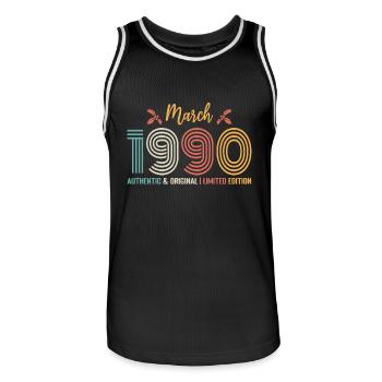 Mars 1990 anniversaire Mars 1990 rétro - Maillot de basket Homme - noir/blanc - Devant - AI Model Male 185 dark (185cm)