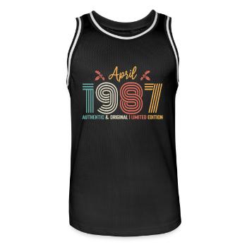 Avril 1987 anniversaire Avril 1987 rétro - Maillot de basket Homme - noir/blanc - Devant - AI Model Male 185 dark (185cm)