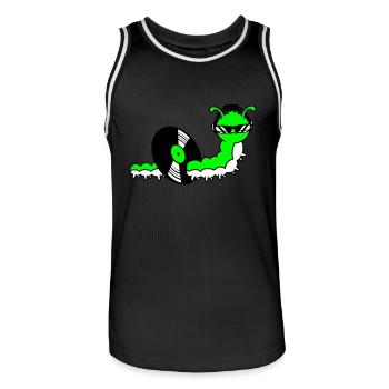 Cool DJ Caterpillar mange du disque vinyle Musique de fête - Maillot de basket Homme - noir/blanc - Devant - AI Model Male 185 dark (185cm)